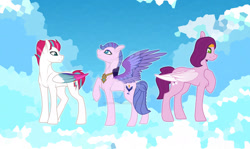 Size: 1280x765 | Tagged: safe, artist:hate-love12, pipp petals, queen haven, zipp storm, pegasus, pony, g5, my little pony: a new generation, cloud