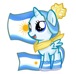 Size: 6133x5916 | Tagged: safe, artist:pridark, oc, oc only, oc:princess argenta, alicorn, pony, alicorn oc, argentina, chibi, cute, female, filly, flag, horn, nation ponies, ponified, ponified flag, simple background, solo, transparent background, wings