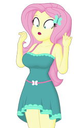 Size: 1920x3000 | Tagged: safe, artist:ah96, edit, editor:ah96, fluttershy, equestria girls, g4, :o, big breasts, breast edit, breasts, busty fluttershy, cleavage, female, ms paint, open mouth, shading, shocked, simple background, solo, transparent background