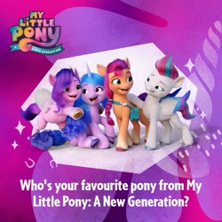 Size: 715x715 | Tagged: safe, izzy moonbow, pipp petals, sunny starscout, zipp storm, earth pony, pegasus, pony, unicorn, g5, my little pony: a new generation, official, female, mare, open mouth