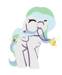 Size: 313x377 | Tagged: safe, artist:rhythmpixel, oc, oc only, oc:river chime, pegasus, pony, bell, eyes closed, female, lineless, mare, mouth hold, simple background, solo, transparent background