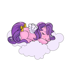 Size: 3464x3464 | Tagged: safe, artist:vernorexia, edit, pipp petals, pegasus, pony, g1, g5, my little pony: a new generation, adorapipp, bow, cloud, coloring page, cute, eyes closed, female, g1 style, g5 to g1, high res, lying down, mare, on a cloud, prone, simple background, sleeping, sleeping on a cloud, small wings, solo, tail, tail bow, transparent background, wings