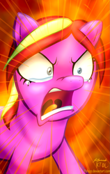 Size: 969x1538 | Tagged: safe, artist:pshyzomancer, oc, oc only, earth pony, pony, angry, crying, female, mare, open mouth, solo, tears of anger, tears of rage, tongue out, uvula, yelling