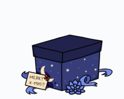 Size: 1000x800 | Tagged: safe, artist:sugar morning, princess luna, alicorn, pony, g4, :<, animated, bow, box, card, christmas, clothes, cute, female, filly, frown, gif, hat, hearth's warming, hearth's warming eve, holiday, lunabetes, merry christmas, present, ribbon, santa hat, scarf, shy, simple background, solo, white background, woona, younger
