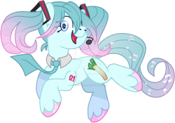Size: 1600x1121 | Tagged: safe, artist:rohans-ponies, earth pony, pony, anime, female, hatsune miku, headphones, leek, mare, necktie, ponified, simple background, solo, transparent background, vocaloid
