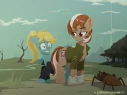 Size: 1600x1200 | Tagged: safe, artist:willoillo, oc, oc only, oc:roulette, oc:sunny hymn, cockroach, earth pony, insect, pegasus, pony, radroach, fallout equestria, fallout equestria: red 36, commission, fallout, fanfic art