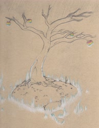 Size: 4535x5869 | Tagged: safe, artist:foxtrot3, apple tree, fulgur fruit, glowing, mutation, no pony, tree, zap apple tree, zap apple variant