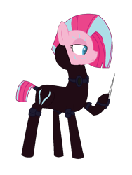 Size: 758x1008 | Tagged: safe, artist:sunmint234, pinkie pie, earth pony, pony, comic:the storm kingdom, g4, my little pony: the movie, blue, brainwashing, clothes, crystal, dress, eye, eyes, face, female, hair, looking, movie, outfit, pink, pinkamena diane pie, simple background, storm, suit, thunder, transparent background, unamused