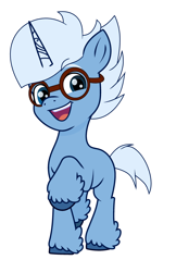 Size: 1960x3024 | Tagged: safe, artist:sunmint234, pony, unicorn, g5, my little pony: a new generation, crossover, culu-bluebeaver, eye, eyes, glasses, hair, happy tree friends, hooves, horn, looking at you, male, ponified, smiling, sniffles (happy tree friends)