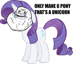 Size: 3359x2945 | Tagged: safe, rarity, original species, pony, unicorn, human head pony, g4, forever alone, high res, meme, sad, simple background, solo, transparent background, wat