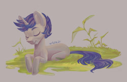 Size: 1920x1238 | Tagged: safe, artist:krista-21, oc, oc only, pony, unicorn, grass, male, relaxing, sleeping, solo, stallion