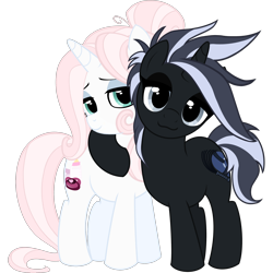 Size: 3000x3000 | Tagged: safe, artist:mistress midnight, artist:mommymidday, oc, oc only, oc:mistress, oc:mommy midday, pony, unicorn, 2022 community collab, derpibooru community collaboration, cute, eyelashes, eyeshadow, female, high res, horn, hug, makeup, show accurate, simple background, smiling, standing, tail, transparent background, two toned mane, two toned tail, unicorn oc