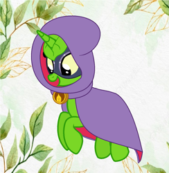 Size: 1217x1249 | Tagged: safe, artist:sunmint234, original species, plant pony, pony, unicorn, crossover, female, flying, green, green shadow, leaf, mare, plant, plants vs zombies, ponified, pvz heroes