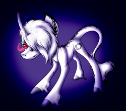 Size: 3101x2737 | Tagged: safe, artist:beamybutt, oc, oc only, pony, unicorn, colored hooves, ear fluff, high res, horn, leonine tail, solo, sombra eyes, tail, unicorn oc