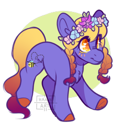 Size: 2000x2000 | Tagged: safe, artist:hana-art, oc, oc only, oc:sydney azure, pony, female, floral head wreath, flower, high res, mare, simple background, solo, transparent background