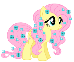 Size: 1009x843 | Tagged: safe, artist:madlilon2051, fluttershy, pony, g4, alternate design, base used, eyelashes, flower, flower in hair, simple background, smiling, solo, transparent background, wings