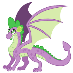 Size: 950x947 | Tagged: safe, artist:madlilon2051, spike, dragon, g4, base used, male, older, older spike, simple background, smiling, solo, transparent background, winged spike, wings