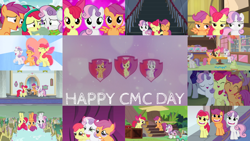 Size: 1280x721 | Tagged: safe, edit, edited screencap, editor:quoterific, screencap, apple bloom, applejack, fluttershy, garrick, pinkie pie, rarity, scootaloo, sweetie belle, tornado bolt, earth pony, pegasus, pony, unicorn, call of the cutie, crusaders of the lost mark, flight to the finish, fluttershy leans in, friendship is magic, g4, just for sidekicks, marks for effort, my little pony best gift ever, pinkie pride, season 1, season 3, season 4, season 5, season 7, season 8, season 9, somepony to watch over me, the last problem, the mane attraction, ^^, adorabloom, apple bloom's bow, bipedal, bow, cmc day, cute, cutealoo, cutie mark crusaders, diasweetes, eyes closed, female, filly, hair bow, hearts as strong as horses, mare, older, older apple bloom, older cmc, older scootaloo, older sweetie belle, open mouth, open smile, school of friendship, smiling, spread wings, sugarcube corner, the magic of friendship grows, upside down, wagon, we'll make our mark, wings