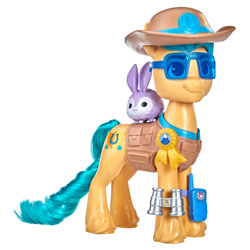 Size: 2000x2000 | Tagged: safe, hitch trailblazer, earth pony, pony, rabbit, g5, my little pony: a new generation, animal, brushable, critter magnet, figure, high res, male, merchandise, solo, stallion, toy
