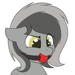 Size: 1000x1000 | Tagged: safe, artist:ponynamedmixtape, oc, oc:graeyscale, pony, ballgag, bust, gag, simple background, solo, transparent background