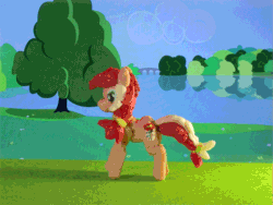 Size: 1067x801 | Tagged: safe, artist:malte279, oc, oc only, oc:colonia, earth pony, pony, animated, craft, gif, mascot, packaging, sculpture, solo, starch, starch sculpture, stop motion, tree