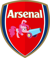 Size: 1200x1410 | Tagged: safe, edit, pinkie pie, earth pony, pony, g4, arsenal fc, cannon, logo, premier league, simple background, solo, transparent background
