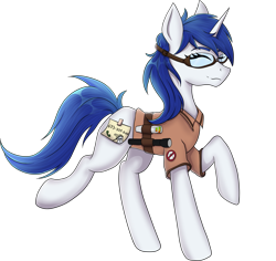 Size: 2173x2051 | Tagged: safe, alternate version, artist:alicetriestodraw, oc, oc only, oc:mysza, pony, unicorn, 2022 community collab, derpibooru community collaboration, badge, blank flank, clothes, female, flashlight (object), goggles, high res, mare, phasmophobia, phone number, png, shirt, simple background, solo, transparent background