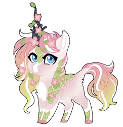 Size: 1024x1054 | Tagged: safe, artist:azure-art-wave, oc, oc only, oc:floral spirit, kirin, chibi, female, flower, simple background, solo, transparent background