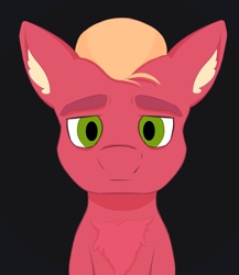 Size: 6500x7500 | Tagged: safe, artist:disgloom, derpibooru exclusive, sprout cloverleaf, earth pony, pony, g5, my little pony: a new generation, absurd resolution, black background, bust, frown, green eyes, looking at you, male, simple background, solo, stallion