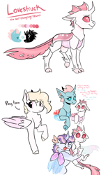Size: 2048x3535 | Tagged: safe, artist:moccabliss, ocellus, oc, oc:lovestruck, oc:opal wave, changedling, changeling, g4, albino, albino changeling, half-siblings, high res, hug, magical lesbian spawn, offspring, parent:ocellus, parent:silverstream