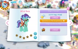 Size: 1920x1200 | Tagged: safe, gameloft, rainbow dash, wind sock, earth pony, pony, g4, artificial wings, augmented, male, spanish, stallion, tail, two toned mane, two toned tail, wings