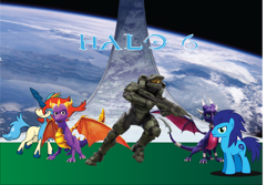 Size: 1280x853 | Tagged: safe, oc, dragon, earth pony, human, keldeo, cynder, dragoness, female, halo (series), heroes, male, master chief, mythical pokémon, pokémon, science fiction, sonic the hedgehog, sonic the hedgehog (series), space, spartan, spyro the dragon, spyro the dragon (series), stallion, the legend of spyro