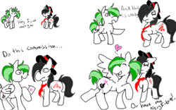 Size: 640x400 | Tagged: safe, artist:boredtabletfilly, oc, oc only, oc:egophiliac, oc:joystick (boredtabletfilly), pegasus, pony, call me maybe, comic, duo, floating heart, hat, heart, necktie, song reference
