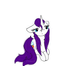 Size: 512x512 | Tagged: safe, artist:boredtabletfilly, rarity, pony, unicorn, g4, magical mystery cure, my little pony: friendship is magic, female, floppy ears, mare, rainbow dash's cutie mark, sad, simple background, solo, swapped cutie marks, wet, wet mane, what my cutie mark is telling me, white background