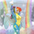 Size: 1280x1280 | Tagged: safe, artist:artem66633, rainbow dash, pegasus, anthro, g4, bodysuit, breasts, clothes, rainbow falls (location), rainbow waterfall, solo, uniform, wonderbolts uniform