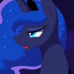 Size: 1280x1280 | Tagged: safe, artist:gameplayart, princess luna, alicorn, pony, g4, female, open mouth, simple background, solo