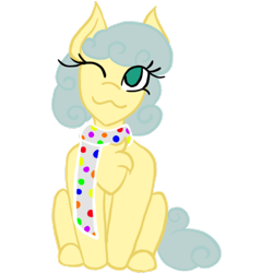 Size: 800x800 | Tagged: safe, artist:mintymelody, oc, oc:rainbow ribbon, pegasus, 2022 community collab, derpibooru community collaboration, artist, chest fluff, clothes, scarf, simple background, solo, transparent background