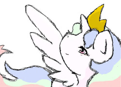 Size: 618x448 | Tagged: safe, artist:boredtabletfilly, princess celestia, alicorn, pony, g4, crown, female, filly, filly celestia, jewelry, ms paint, old art, regalia, simple background, solo, white background, younger