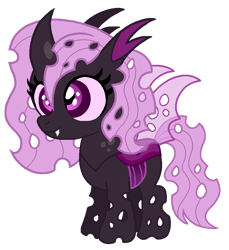 Size: 811x887 | Tagged: safe, artist:madlilon2051, oc, oc only, changeling queen, pony, base used, changeling queen oc, eyelashes, female, mare, offspring, parent:queen chrysalis, parent:unknown, parents:canon x oc, purple changeling, simple background, smiling, solo, transparent background
