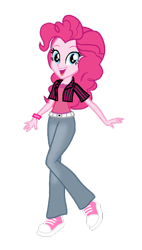 Size: 371x653 | Tagged: safe, alternate version, artist:wavebreeze234, pinkie pie, equestria girls, g4, background removed, barbie, base used, clothes, converse, female, pants, shoes, simple background, smiling, solo, the barbie diaries, transparent background