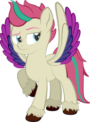 Size: 1280x1733 | Tagged: safe, artist:alexdti, zipp storm, pegasus, pony, g5, my little pony: a new generation, blue eyes, colored wings, eyebrows, female, full body, mare, multicolored wings, raised hoof, simple background, solo, spread wings, standing, tail, transparent background, two toned mane, two toned tail, unshorn fetlocks, wings