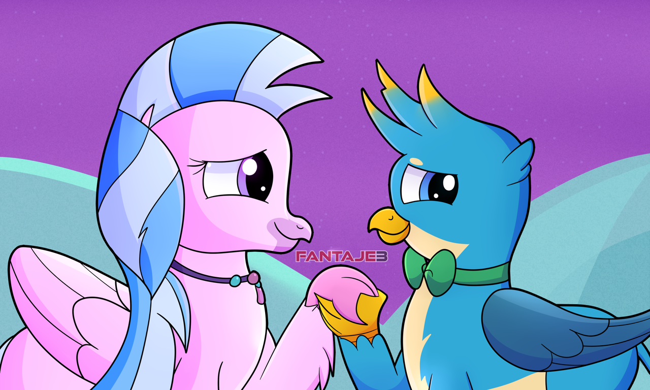 Gallstream Mlp #2750059 - safe, artist:fantaje3, gallus, silverstream, griffon ...