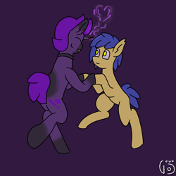 Size: 2000x2000 | Tagged: safe, artist:vohd, oc, oc only, oc:rubety dream, oc:vohd, earth pony, pony, unicorn, couple, dancing, duo, duo male, high res, male, simple background, stallion