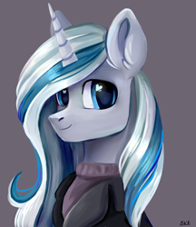 Size: 1900x2200 | Tagged: safe, alternate version, artist:ske, oc, oc only, pony, unicorn, bust, gift art, looking at you, portrait, smiling, solo