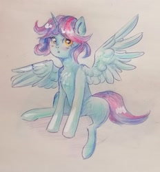 Size: 1487x1600 | Tagged: safe, artist:ske, oc, oc only, alicorn, pony, solo, traditional art