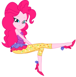 Size: 1600x1617 | Tagged: safe, artist:lobo299, pinkie pie, equestria girls, g4, my little pony equestria girls: better together, twilight under the stars, alternate clothes, bare shoulders, high heels, raised leg, shoes, simple background, sleeveless, solo, strapless, transparent background