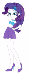 Size: 1600x4050 | Tagged: safe, artist:lobo299, rarity, equestria girls, g4, bare shoulders, deviantart watermark, hand on hip, obtrusive watermark, sexy, simple background, sleeveless, solo, strapless, vector, watermark, white background