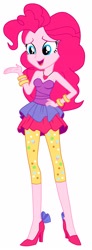 Size: 1920x5238 | Tagged: safe, artist:lobo299, pinkie pie, equestria girls, g4, my little pony equestria girls: better together, twilight under the stars, alternate clothes, bare shoulders, bracelet, hand on hip, high heels, jewelry, necklace, shoes, simple background, sleeveless, solo, strapless, vector, white background