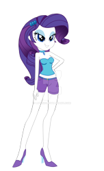 Size: 1920x3155 | Tagged: safe, artist:lobo299, rarity, equestria girls, g4, bare shoulders, clothes, hand on hip, high heels, shoes, shorts, simple background, sleeveless, solo, strapless, transparent background, vector, watermark