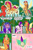 Size: 640x960 | Tagged: safe, artist:hitchpippetals, izzy moonbow, pipp petals, sprout cloverleaf, sunny starscout, alicorn, earth pony, pegasus, pony, unicorn, comic:bridlewood library, g5, my little pony: a new generation, artificial horn, artificial wings, augmented, comic, crystal, earth pony crystal, eyes closed, female, glowing, glowing horn, horn, magic, magic horn, magic wings, male, mare, pegasus crystal, race swap, speech bubble, stallion, summoning, sunnycorn, unicorn crystal, wings